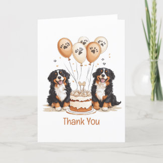 Cartão De Agradecimento Obrigado Aniversário Cães de Montanha Bernese