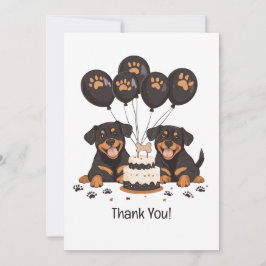 Cartão De Agradecimento Obrigado Aniversário Cães Rottweiler