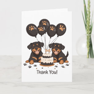 Cartão De Agradecimento Obrigado Aniversário Cães Rottweiler
