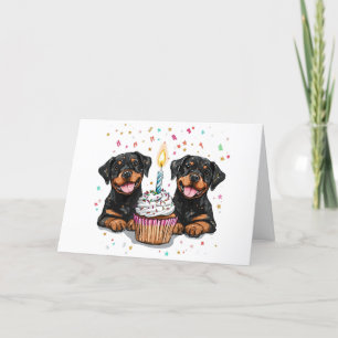 Cartão De Agradecimento Obrigado Aniversário Cães Rottweiler