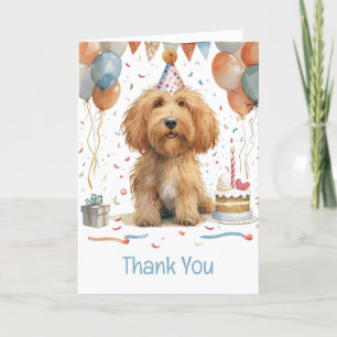 Cartão De Agradecimento Obrigado Aniversário Cão de Goldendoododle