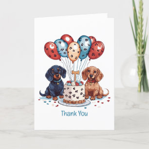 Cartão De Agradecimento Obrigado Aniversário Dachshund Dogs