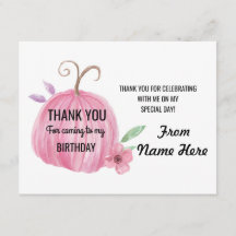 Obrigado aniversário do rosa da abóbora dos