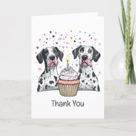Cartão De Agradecimento Obrigado Aniversário Grande Cupcake De Cães Dane
