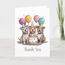 Cartão De Agradecimento Obrigado Aniversário Pit Bull Cães