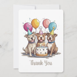 Cartão De Agradecimento Obrigado Aniversário Pit Bull Cães