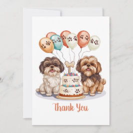 Cartão De Agradecimento Obrigado Aniversário Shih Tzu Cães Aniversário Bol