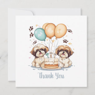 Cartão De Agradecimento Obrigado Aniversário Shih Tzu Cães Aniversário Bol