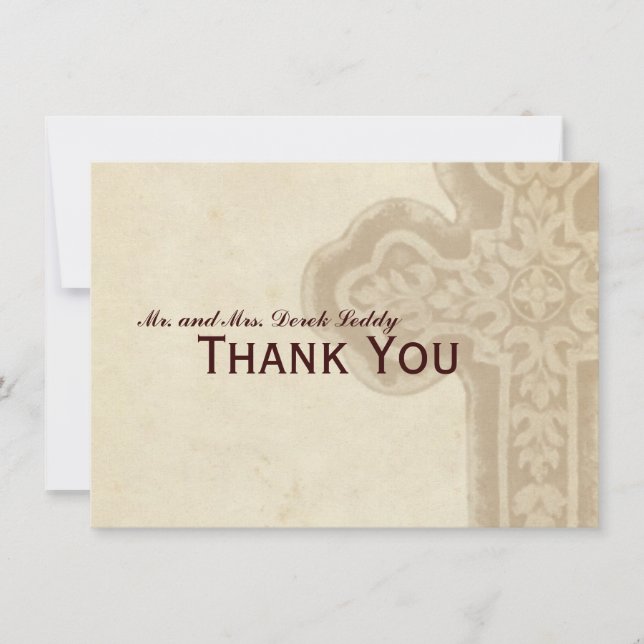 Cartão De Agradecimento Obrigado antigo da cruz celta de Brown você (Frente)