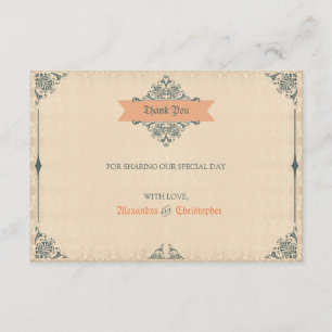 Cartão De Agradecimento Obrigado antigo do casamento vintage do estilo do