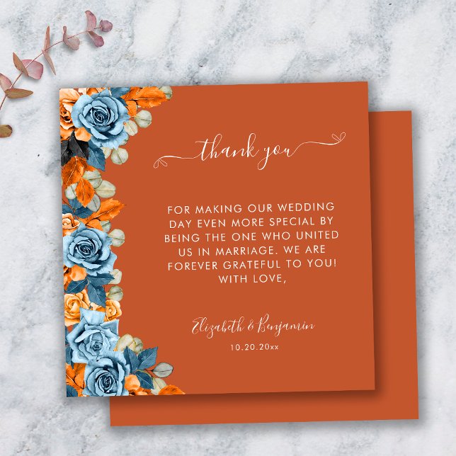 Cartão De Agradecimento Obrigado ao Celebrante do Casamento de Terracota A (Criador carregado)