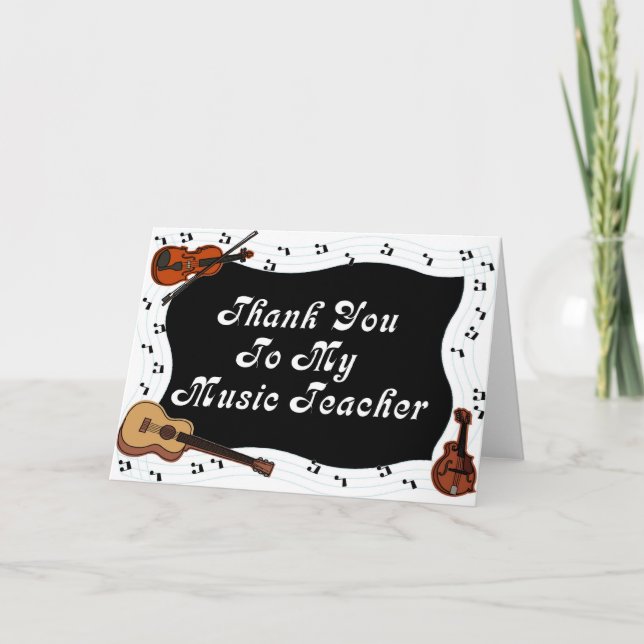 Cartão De Agradecimento Obrigado Ao Meu Professor De Música (Frente)
