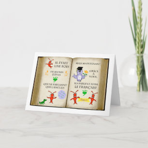 Cartão De Agradecimento Obrigado ao professor francês em francês
