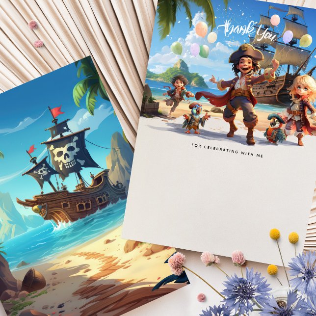 Cartão De Agradecimento Obrigado-Arr-ye! Aniversário da Ilha Pirate Paradi (Criador carregado)