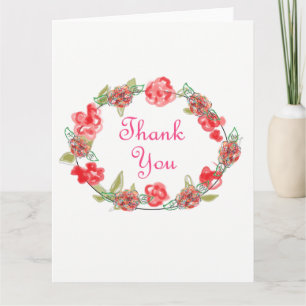 Cartão De Agradecimento Obrigado, Arte Decortiva Floral Rosa E Branca