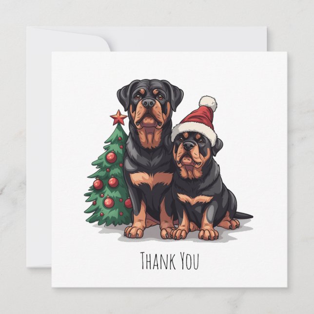 Cartão De Agradecimento Obrigado Árvore de Natal do Rottweiler (Frente)