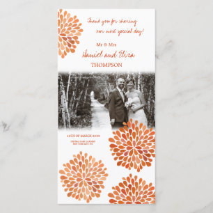 Cartão De Agradecimento Obrigado as flores alaranjadas da queda do outono