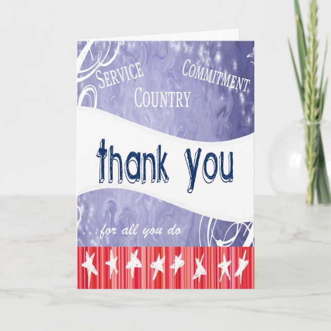 Cartão De Agradecimento Obrigado Às Nossas Tropas (Frente)