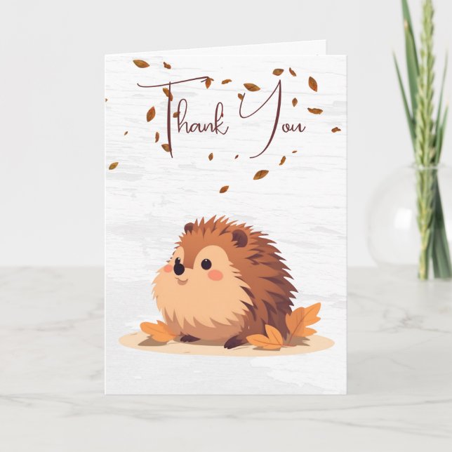 Cartão De Agradecimento Obrigado Autumn Hedgehog (Frente)