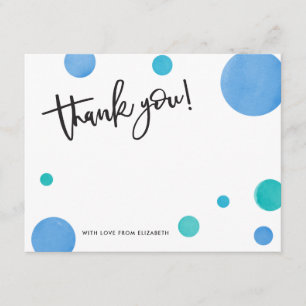 Cartão De Agradecimento Obrigado azul brilhante do chá de fraldas das