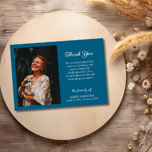 Cartão De Agradecimento Obrigado Azul Oceano Romântico Personalizar Foto F