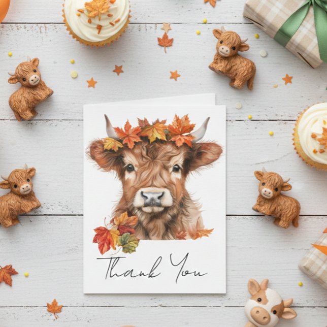 Cartão De Agradecimento Obrigado Baby Shower Highland Cow Halloween (Criador carregado)