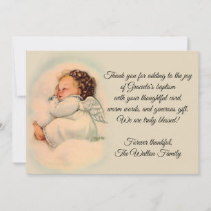 Cartão De Agradecimento Obrigado baptismal do anjo do bebé do vintage voc
