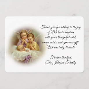 Cartão De Agradecimento Obrigado baptismal dos anjo-da-guarda do bebê você