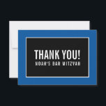 Cartão De Agradecimento OBRIGADO BAR MITZVAH - azul real preto minimalista<br><div class="desc">por kat massard >> https://linktr.ee/simplysweetpaperie <<< Uma maneira simples e na moda para dizer obrigado ao seu convidado por participar do seu evento. Configurar como um modelo é simples para você adicionar seus próprios detalhes, ou apertar o botão personalizar e você pode adicionar ou alterar texto, fontes, tamanhos, etc., DICA:...</div>