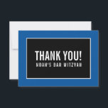 Cartão De Agradecimento OBRIGADO BAR MITZVAH - azul real preto minimalista<br><div class="desc">por kat massard >> https://linktr.ee/simplysweetpaperie <<< Uma maneira simples e na moda para dizer obrigado ao seu convidado por participar do seu evento. Configurar como um modelo é simples para você adicionar seus próprios detalhes, ou apertar o botão personalizar e você pode adicionar ou alterar texto, fontes, tamanhos, etc., DICA:...</div>