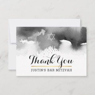 Cartão De Agradecimento OBRIGADO BAR MITZVAH cinza das estrelas modernas c