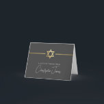 Cartão De Agradecimento OBRIGADO bar mitzvah cinza de estrelas de ouro mod<br><div class="desc">[ NOTA - O EFEITO DOURADO É UMA IMAGEM IMPRESSA ] Um design moderno e simples para a Configuração do CARTÕES DE AGRADECIMENTOS como modelo, é simples adicionar seus próprios detalhes ou clicar no botão Tamanho e você pode adicionar ou alterar texto, fontes, tamanhos personalizados etc., DICA: 1. Para redimensionar/reposicionar...</div>