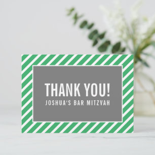 Cartão De Agradecimento OBRIGADO BAR MITZVAH cinza verde simples