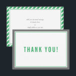 Cartão De Agradecimento OBRIGADO BAR MITZVAH cinza verde-stripe moderna nf<br><div class="desc">por kat massard >> https://linktr.ee/simplysweetpaperie <<< Uma maneira simples e na moda para dizer obrigado ao seu convidado por participar do seu evento. Configurar como um modelo é simples para você adicionar seus próprios detalhes, ou apertar o botão personalizar e você pode adicionar ou alterar texto, fontes, tamanhos, etc., DICA:...</div>