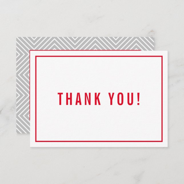 Cartão De Agradecimento OBRIGADO BAR MITZVAH, cinza vermelha simples moder (Frente/Verso)