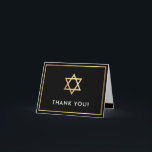 Cartão De Agradecimento OBRIGADO bar mitzvah, estrela david black<br><div class="desc">[ NOTA - O EFEITO DOURADO É UMA IMAGEM IMPRESSA ] Um design moderno e simples para a Configuração do CARTÕES DE AGRADECIMENTOS como modelo, é simples adicionar seus próprios detalhes ou clicar no botão Tamanho e você pode adicionar ou alterar texto, fontes, tamanhos personalizados etc., DICA: 1. Para redimensionar/reposicionar...</div>