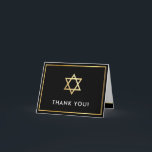 Cartão De Agradecimento OBRIGADO bar mitzvah, estrela david black<br><div class="desc">[ NOTA - O EFEITO DOURADO É UMA IMAGEM IMPRESSA ] Um design moderno e simples para a Configuração do CARTÕES DE AGRADECIMENTOS como modelo, é simples adicionar seus próprios detalhes ou clicar no botão Tamanho e você pode adicionar ou alterar texto, fontes, tamanhos personalizados etc., DICA: 1. Para redimensionar/reposicionar...</div>