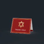 Cartão De Agradecimento OBRIGADO bar mitzvah, estrela dourada, Burgundy, v<br><div class="desc">[ NOTA - O EFEITO DOURADO É UMA IMAGEM IMPRESSA ] Um design moderno e simples para uma Configuração de CARTÕES DE AGRADECIMENTOS como modelo, é simples adicionar seus próprios detalhes ou clicar no botão personalizar e você pode adicionar ou alterar texto, fontes, tamanhos etc. DICA: 1. Para redimensionar/reposicionar a...</div>