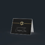Cartão De Agradecimento OBRIGADO bar mitzvah, estrela judaica de ouro mode<br><div class="desc">[ NOTA - O EFEITO DOURADO É UMA IMAGEM IMPRESSA ] Um design moderno e simples para a Configuração do CARTÕES DE AGRADECIMENTOS como modelo, é simples adicionar seus próprios detalhes ou clicar no botão Tamanho e você pode adicionar ou alterar texto, fontes, tamanhos personalizados etc., DICA: 1. Para redimensionar/reposicionar...</div>