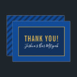 Cartão De Agradecimento OBRIGADO BAR MITZVAH, marinho de ouro minimalista<br><div class="desc">por kat massard >> https://linktr.ee/simplysweetpaperie <<< Uma maneira simples e na moda para dizer obrigado ao seu convidado por participar do seu evento. Configurar como um modelo é simples para você adicionar seus próprios detalhes, ou apertar o botão personalizar e você pode adicionar ou alterar texto, fontes, tamanhos, etc., DICA:...</div>