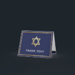 Cartão De Agradecimento OBRIGADO bar mitzvah marinho  estrela dourada mode<br><div class="desc">[ NOTA - O EFEITO DOURADO É UMA IMAGEM IMPRESSA ] Um design moderno e simples para uma Configuração de CARTÕES DE AGRADECIMENTOS como modelo, é simples adicionar seus próprios detalhes ou clicar no botão personalizar e você pode adicionar ou alterar texto, fontes, tamanhos etc. DICA: 1. Para redimensionar/reposicionar a...</div>