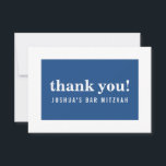 Cartão De Agradecimento OBRIGADO BAR MITZVAH, marinho minimalista moderno<br><div class="desc">por kat massard >> https://linktr.ee/simplysweetpaperie <<< Uma maneira simples e na moda para dizer obrigado ao seu convidado por participar do seu evento. Configurar como um modelo é simples para você adicionar seus próprios detalhes, ou apertar o botão personalizar e você pode adicionar ou alterar texto, fontes, tamanhos, etc., DICA:...</div>