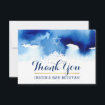 Cartão De Agradecimento OBRIGADO BAR MITZVAH, moderna estrela, azul, aquar<br><div class="desc">pelo kat massard >> kat@simplysweetPAPERIE.com << Uma maneira simples e na moda de dizer obrigado para o seu convidado para assistir ao BAR do seu filho MITZVAH Setup como modelo é simples você adicionar seus próprios detalhes ou clicar no botão personalizar e você pode adicionar ou alterar texto, fontes, tamanhos...</div>