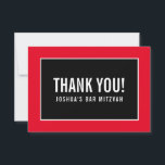 Cartão De Agradecimento OBRIGADO BAR MITZVAH moderno minimalista vermelho<br><div class="desc">por kat massard >> https://linktr.ee/simplysweetpaperie <<< Uma maneira simples e na moda para dizer obrigado ao seu convidado por participar do seu evento. Configurar como um modelo é simples para você adicionar seus próprios detalhes, ou apertar o botão personalizar e você pode adicionar ou alterar texto, fontes, tamanhos, etc., DICA:...</div>