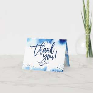 Cartão De Agradecimento OBRIGADO bar mitzvah moderno pintado de azul escur