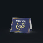 Cartão De Agradecimento OBRIGADO bar mitzvah nome de ouro moderno KYLE mar<br><div class="desc">[ NOTA - O EFEITO DOURADO É UMA IMAGEM IMPRESSA ] Um design moderno e simples para uma Configuração de CARTÕES DE AGRADECIMENTOS como modelo, é simples adicionar seus próprios detalhes ou clicar no botão personalizar e você pode adicionar ou alterar texto, fontes, tamanhos etc. DICA: 1. Para redimensionar/reposicionar a...</div>