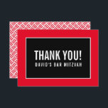 Cartão De Agradecimento OBRIGADO BAR MITZVAH - rede minimalista vermelha<br><div class="desc">por kat massard >> https://linktr.ee/simplysweetpaperie <<< Uma maneira simples e na moda para dizer obrigado ao seu convidado por participar do seu evento. Configurar como um modelo é simples para você adicionar seus próprios detalhes, ou apertar o botão personalizar e você pode adicionar ou alterar texto, fontes, tamanhos, etc., DICA:...</div>