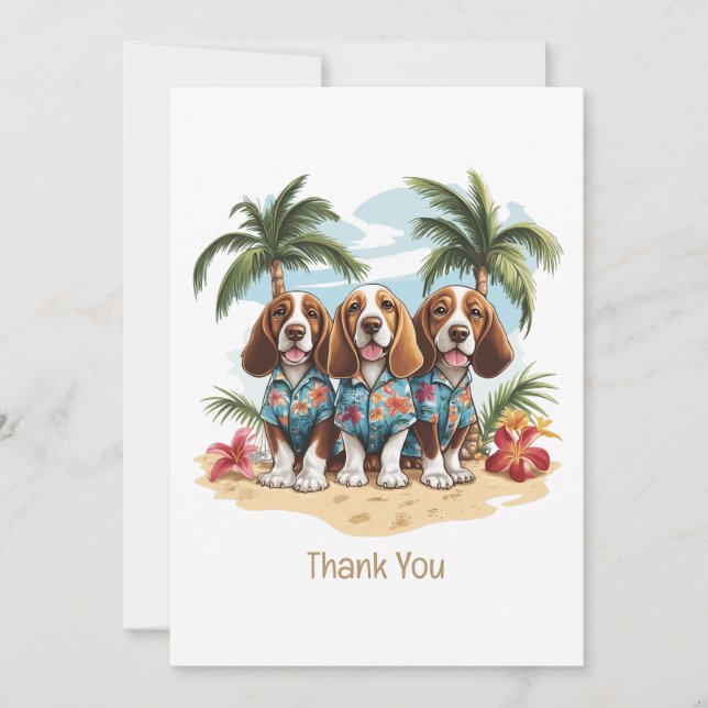 Cartão De Agradecimento Obrigado, Basset Hound Cães Camisas Havaianas (Frente)