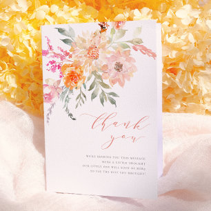 Cartão De Agradecimento Obrigado   Batom e Azul-Celeste Floral Primavera C