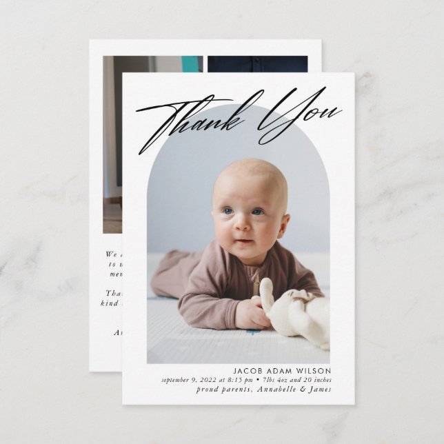 Cartão De Agradecimento Obrigado, Bebê, Colagem de Fotos de Nascimento (Frente/Verso)